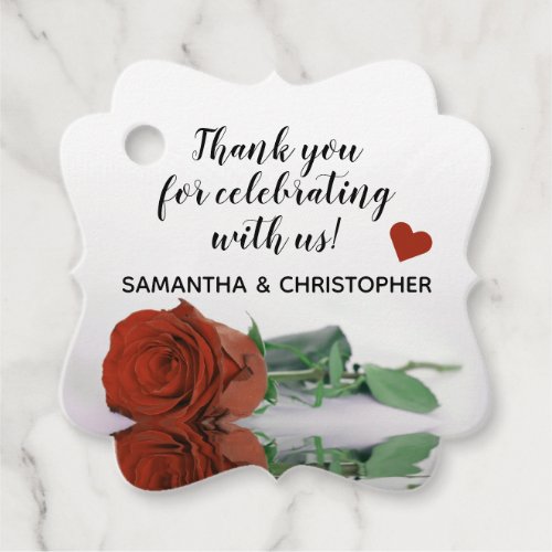 Elegant Rust Orange Rose Wedding Thank You Favor Tags