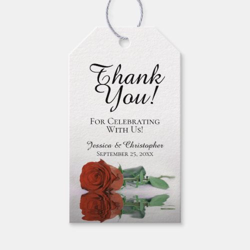 Elegant Rust Orange Rose Wedding Thank You Gift Tags