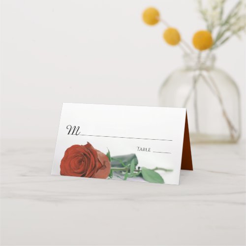 Elegant Rust Orange Rose Wedding Write_In Place Card