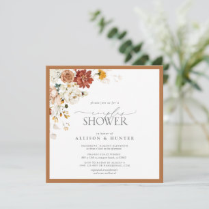 Elegant Rust Orange Watercolor Couples Shower Invi Invitation