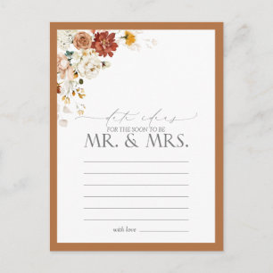 Elegant Rust Orange Watercolor Floral Date Ideas Postcard