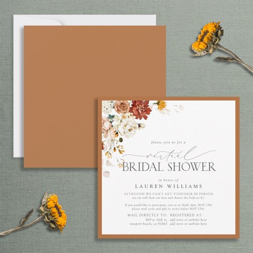 Elegant Rust Orange Watercolor Virtual Shower Invi Invitation