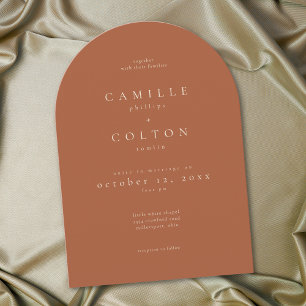 Elegant Rust Terracotta Minimalist Arch Wedding Invitation