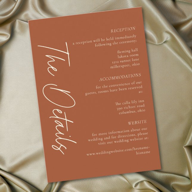 Elegant Rust Terracotta Minimalist Wedding Enclosure Card (Elegant Rust Terracotta Minimalist Wedding Enclosure Card)