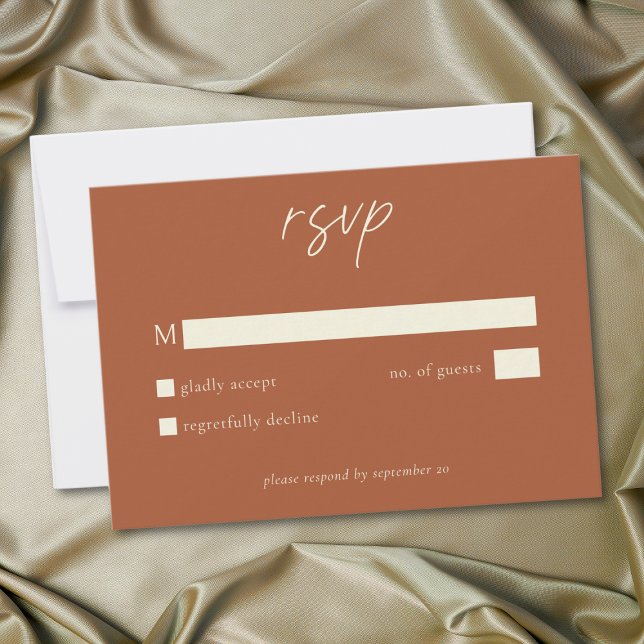 Elegant Rust Terracotta Minimalist Wedding RSVP Card (Elegant Rust Terracotta Minimalist Wedding RSVP Card)