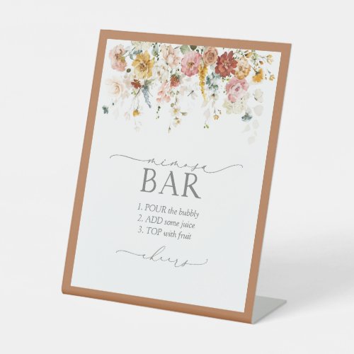 Elegant Rust Wildflower Bridal Shower Mimosa Bar Pedestal Sign