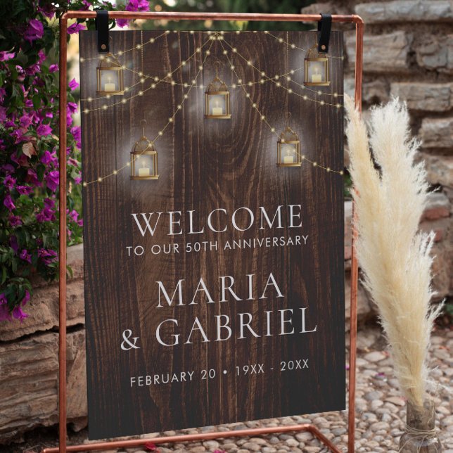 Elegant Rustic 50th Wedding Anniversary  Foam Board (Creator Uploaded)