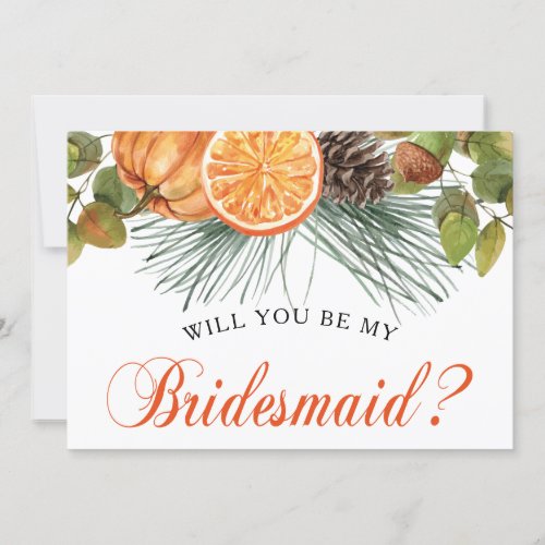 Elegant Rustic Autumn Bridesmaid Proposal Invitation