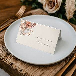 Elegant Rustic Autumn Folded Wedding Place Card