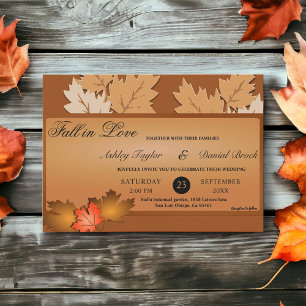 Elegant Rustic Autumn Leaves Fall Floral Wedding Invitation