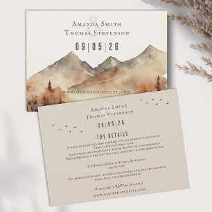 Elegant rustic autumn montain landscape wedding enclosure card