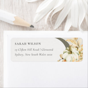 Elegant Rustic Autumn Pumpkin Arch Floral Address Label