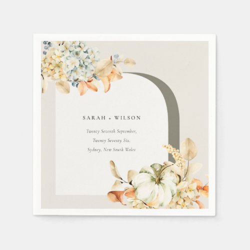 Elegant Rustic Autumn Pumpkin Arch Floral Wedding Napkins