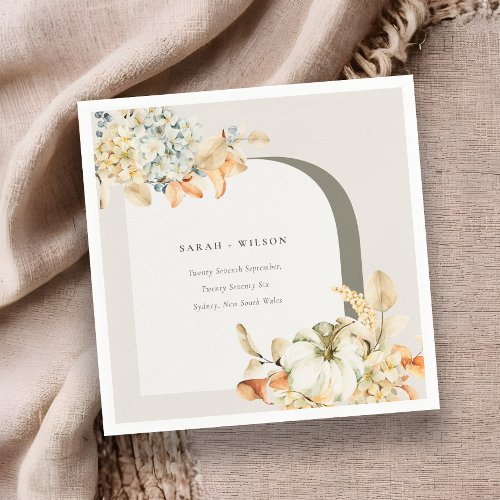 Elegant Rustic Autumn Pumpkin Arch Floral Wedding Napkins