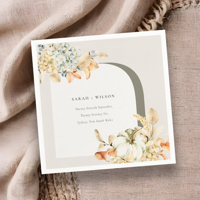 Elegant Rustic Autumn Pumpkin Arch Floral Wedding Napkins (Creator Uploaded)