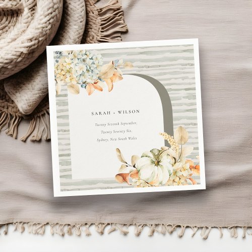 Elegant Rustic Autumn Pumpkin Arch Floral Wedding Napkins