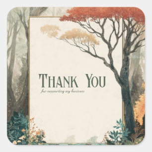Elegant Rustic Autumn Tree Gold Frame Forest Square Sticker