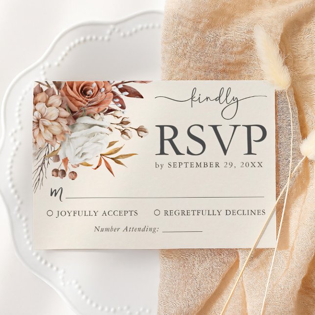 Elegant Rustic Autumn Wedding RSVP Card (Creator Uploaded)