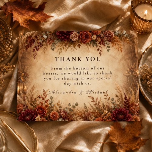 Elegant Rustic Autumn Wedding Thank You Card