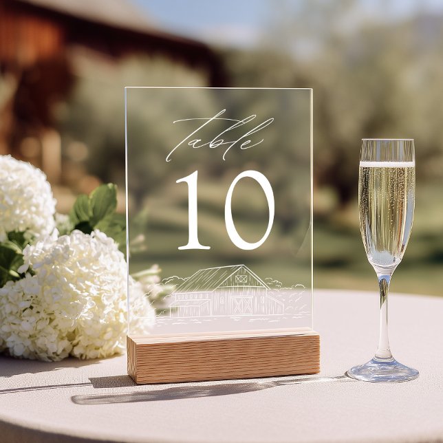 Elegant Rustic Barn Acrylic Wedding Table Number (Creator Uploaded)