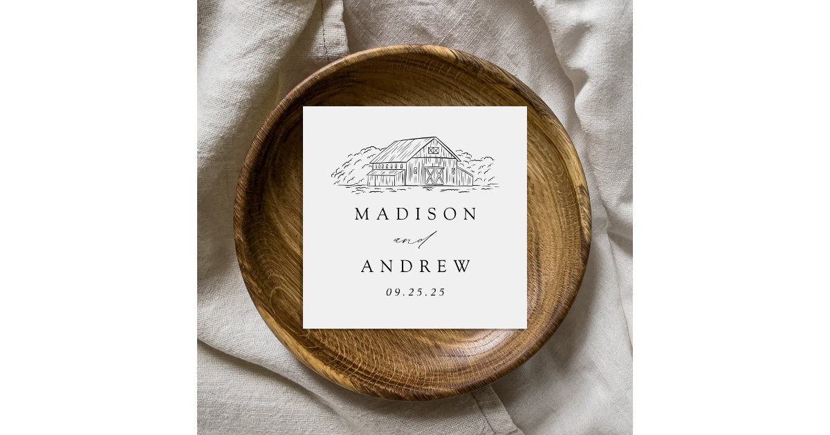 Elegant Rustic Barn Personalized Wedding Napkins R A201f9 630 ?view Padding=[285%2C0%2C285%2C0]