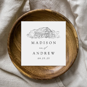 Elegant Rustic Barn Personalized Wedding Napkins