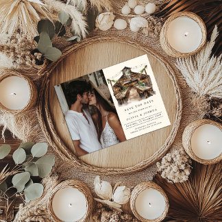 Elegant Rustic Barn Photo Save the Date Announcement Postcard