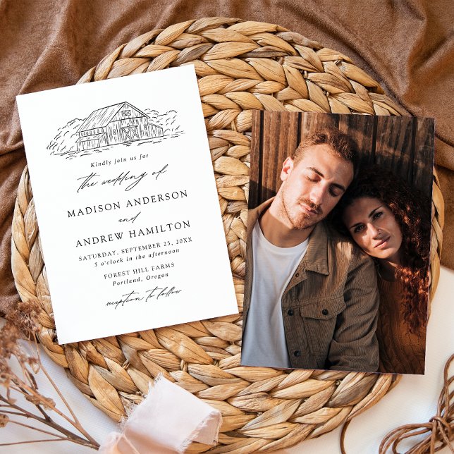 Elegant Rustic Barn Photo Wedding Invitation (Creator Uploaded)