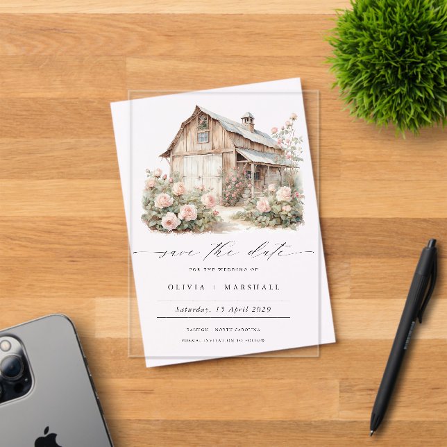 Elegant Rustic Barn Save the Date  (Insitu (Invitation Card))