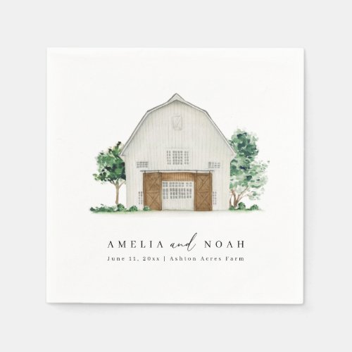 Elegant Rustic Barn Wedding Cocktail Napkins