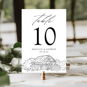Elegant Rustic Barn Wedding Table Number