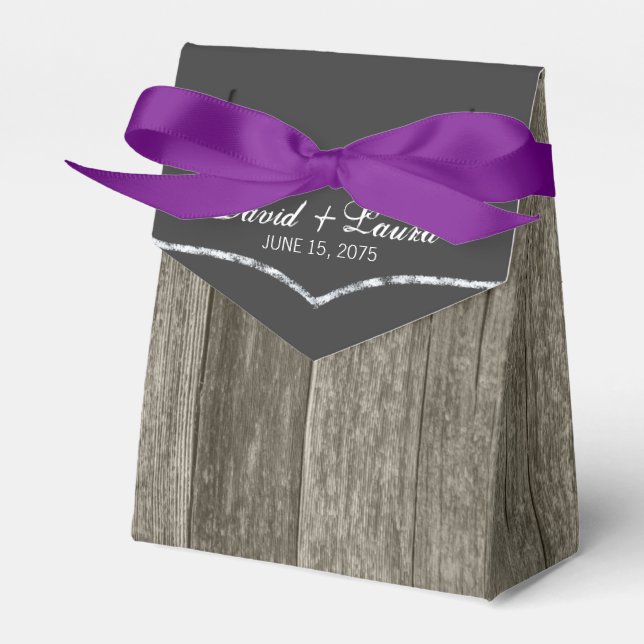 Elegant Rustic Barn Wood Chalkboard Wedding Favor Boxes (Front Side)