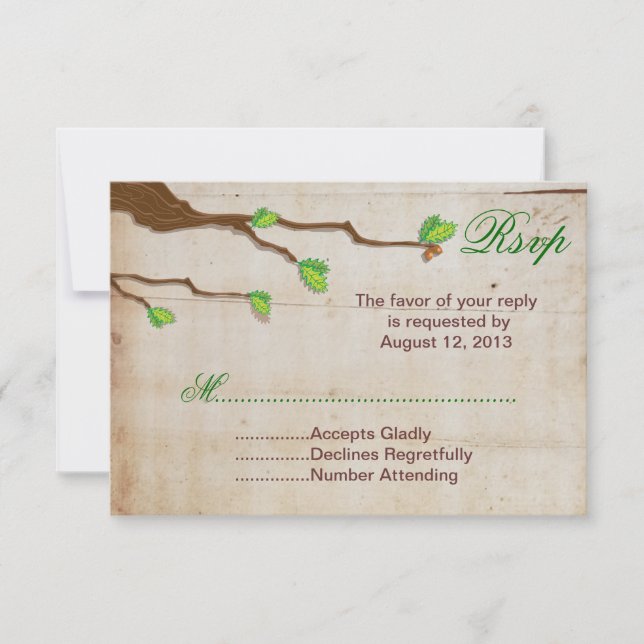 Elegant Rustic Barn wood RSVP cards (Front)