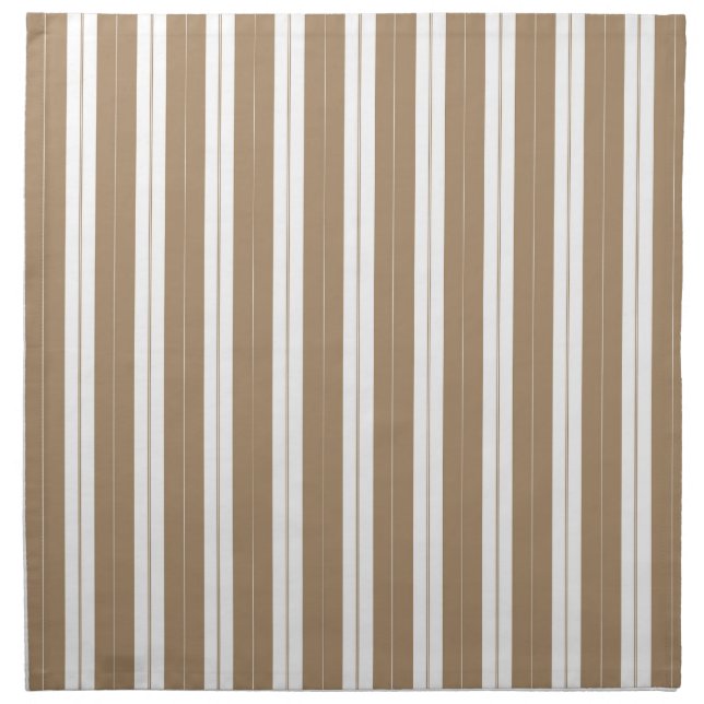 Elegant Rustic Beige Brown French Stripe Cloth Napkin (Front)