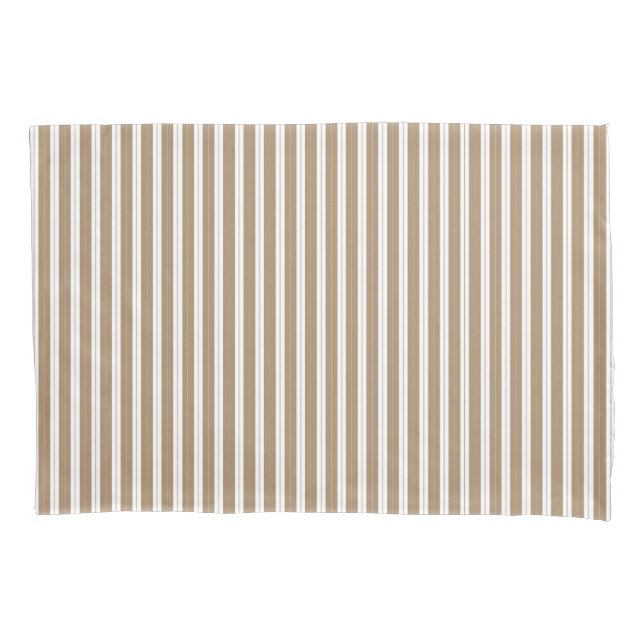 Elegant Rustic Beige Brown French Stripe Pillow Case (Front-Left)