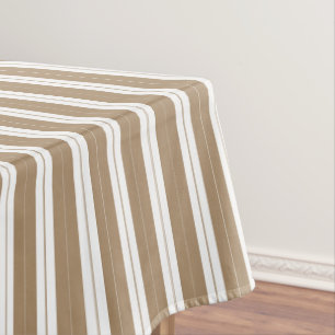 Elegant Rustic Beige Brown French Stripe Tablecloth