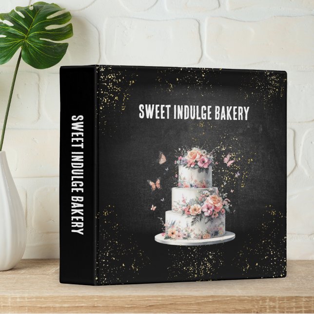 Elegant Rustic Black and White Bakery 3 Ring Binder (Creator Uploaded)