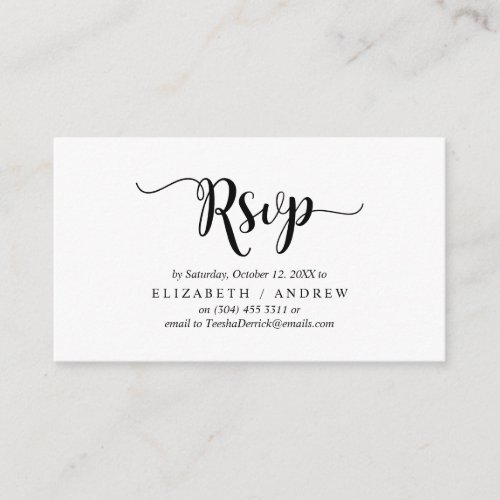 Elegant Rustic Black Wedding RSVP respond Enclosure Card