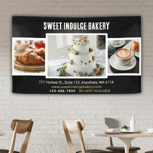 Elegant Rustic Black White Bakery Banner
