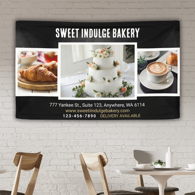 Elegant Rustic Black White Bakery  Banner (Creator Uploaded)