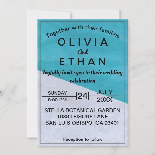 Elegant rustic blue and grey Wedding Invitation