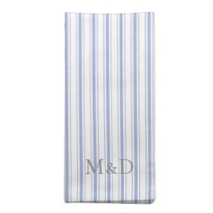 Elegant Rustic Blue French Cottage Stripe Initials Cloth Napkin