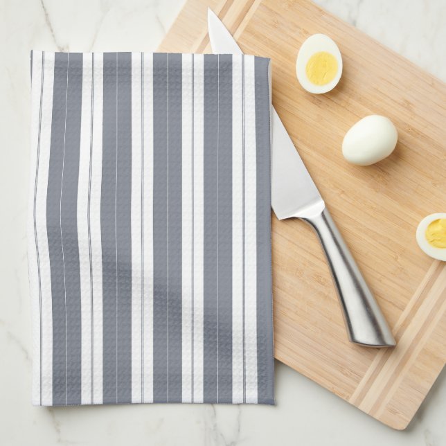 Elegant Rustic Blue French Stripe Kitchen Towel (Quarter Fold)