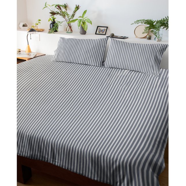 Elegant Rustic Blue French Ticking Small Stripe Duvet Cover (Creator Uploaded)