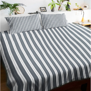 Elegant Rustic Blue French Ticking Stripe Duvet Cover