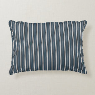 Elegant Rustic Blue Gray French Ticking Stripe  Accent Pillow