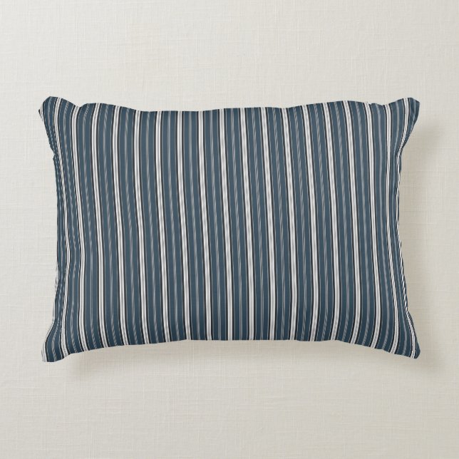 Elegant Rustic Blue Gray French Ticking Stripe  Accent Pillow (Front)