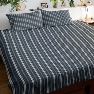 Elegant Rustic Blue Gray French Ticking Stripe Duvet Cover