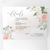 Elegant Rustic Blush Cream Watercolor Roses Tri-Fold Invitation (Inside First)