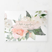Elegant Rustic Blush Cream Watercolor Roses Tri-Fold Invitation (Cover)